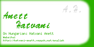 anett hatvani business card